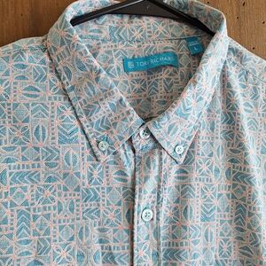 Tori Richard Tradewind Nylon/Spandex Short Sleeve Resort Button Shirt L